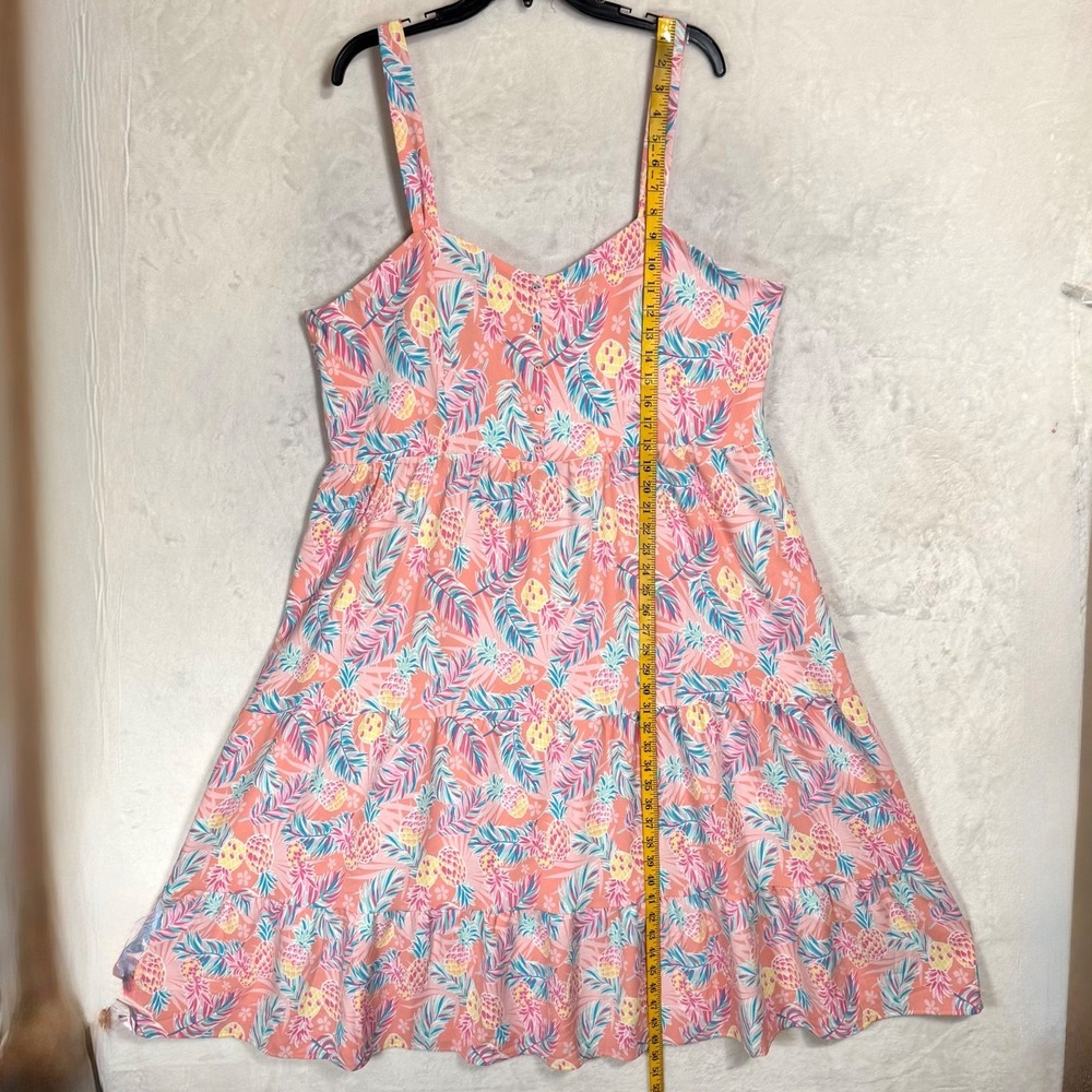 NWT Simply Southern Pineapple Print Midi Dress Size XXL Smocked Back Tiered Boho - Picture 12 of 14
